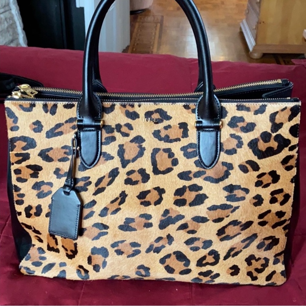 Ralph Lauren Large Calf Hair and Leather Satchel